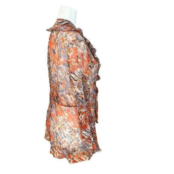 NWT Nic + Zoe Long Sleeve Sheer Silk Ruffle Neckline Blouse Size XL - Picture 3 of 13